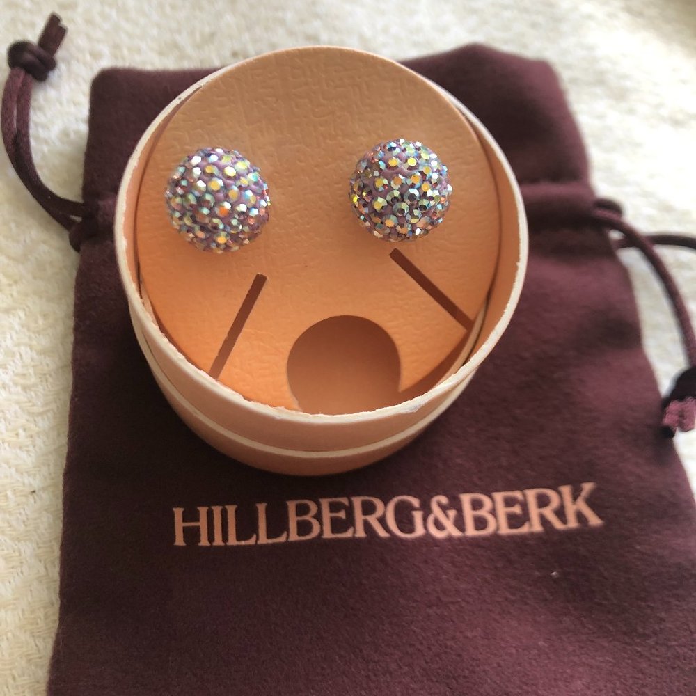 Hillberg & Berk 12MM Lilac Sparkle Ball Earrings Rare & Retired